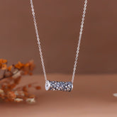 Silver Black Tube Pendant With Chain